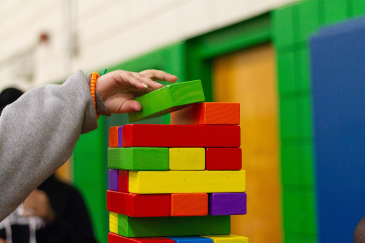 child playing with blocks